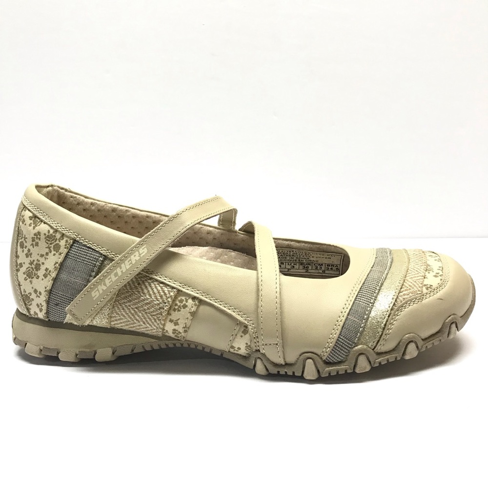 Skechers Bikers Mary Jane Shoes Slip On Tan Size 6